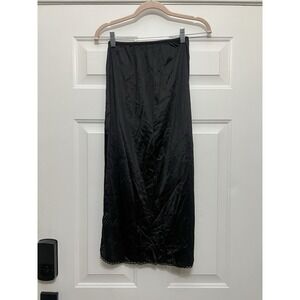Vintage Wonder Maid Half Slip Size Small Long Maxi Walking Slit Skirt Lace Black